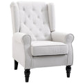 Fauteuil d'appoint capitonné moderne blanc crème de 74,4 cm de haut avec dossier ailé