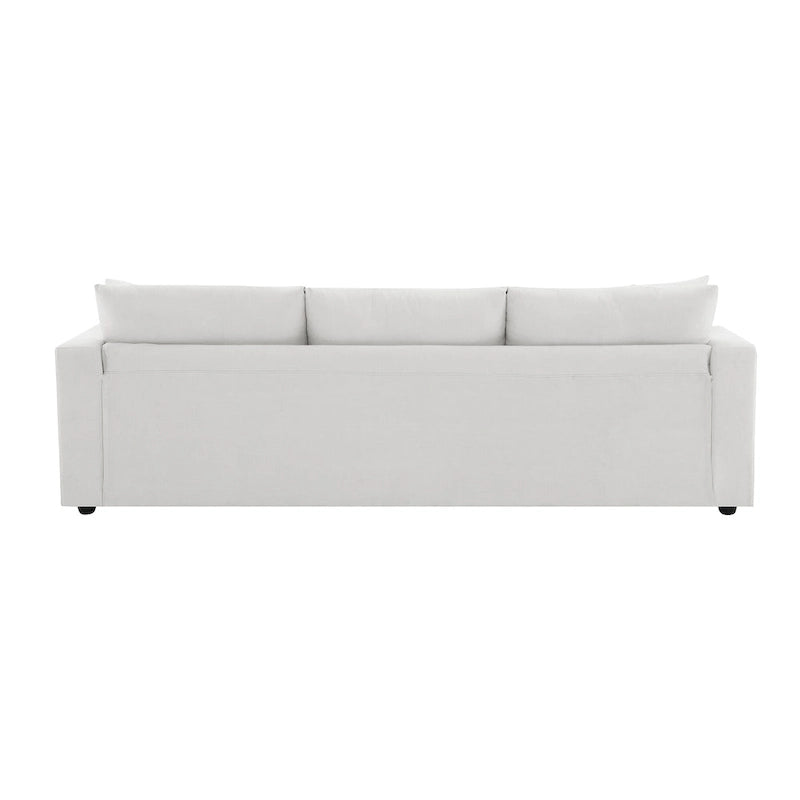 Canapé d'angle en L 4 places en polyester avec pouf convertible