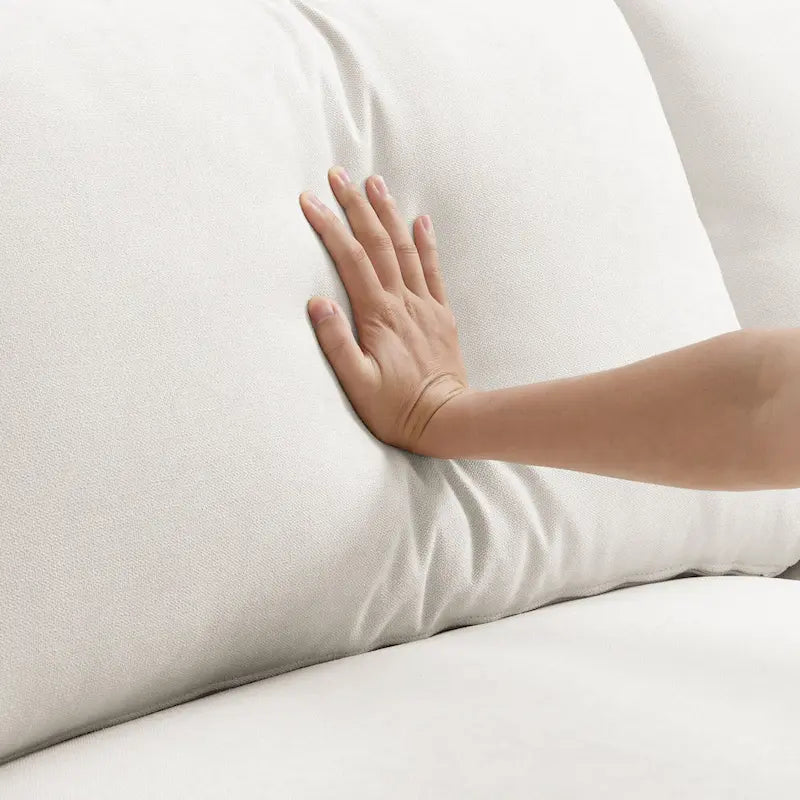 Canapé d'angle en L 4 places en polyester avec pouf convertible