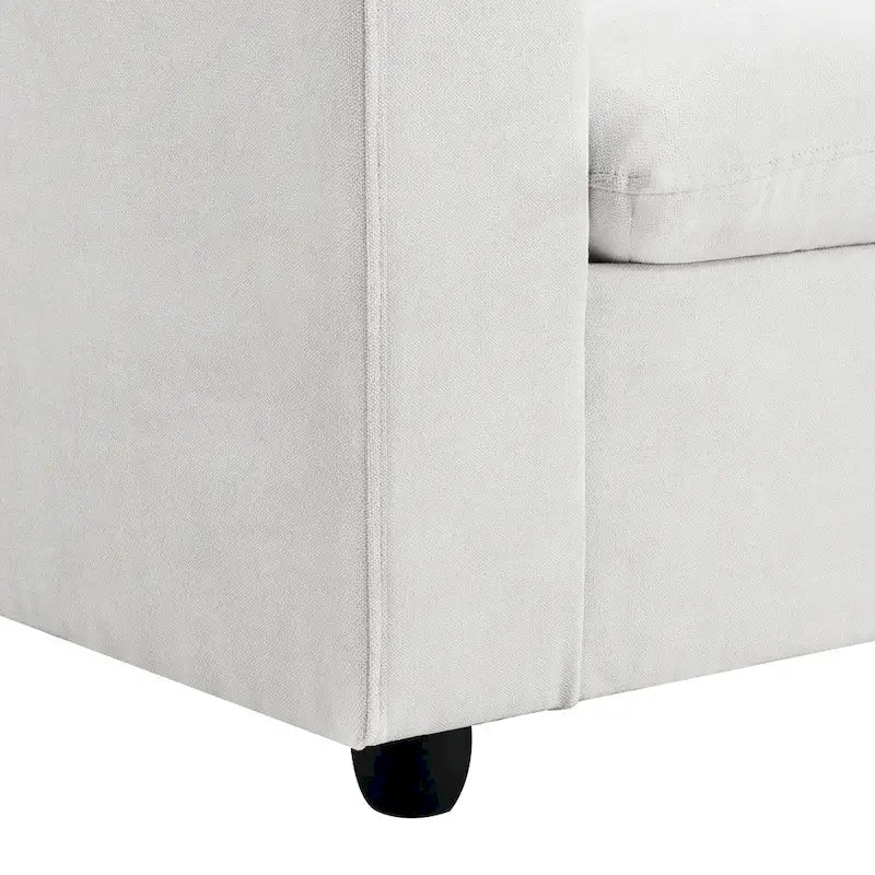 Canapé d'angle en L 4 places en polyester avec pouf convertible