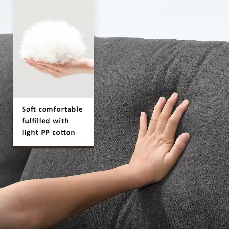 Canapé d'angle en L 4 places en polyester avec pouf convertible