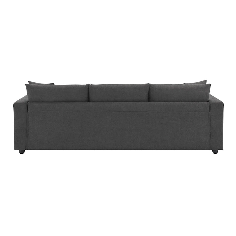 Canapé d'angle en L 4 places en polyester avec pouf convertible