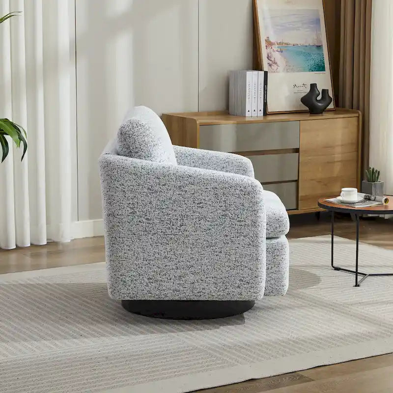 Fauteuil pivotant Chenille blanc et noir 31,5" avec cadre en bois massif