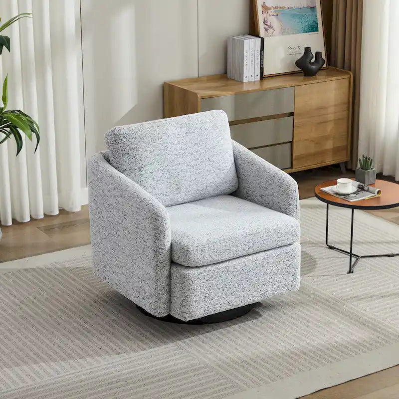 Fauteuil pivotant Chenille blanc et noir 31,5" avec cadre en bois massif