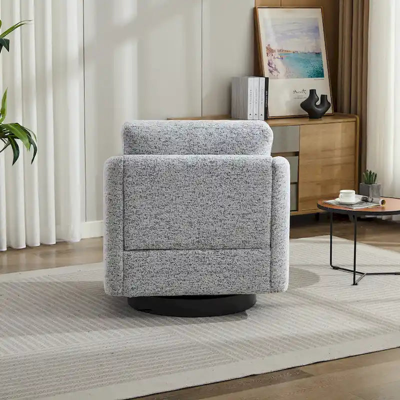 Fauteuil pivotant Chenille blanc et noir 31,5" avec cadre en bois massif