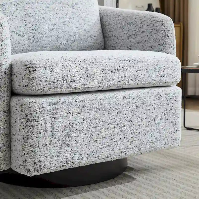 Fauteuil pivotant Chenille blanc et noir 31,5" avec cadre en bois massif