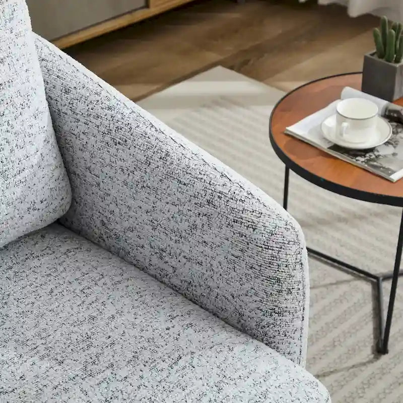 Fauteuil pivotant Chenille blanc et noir 31,5" avec cadre en bois massif