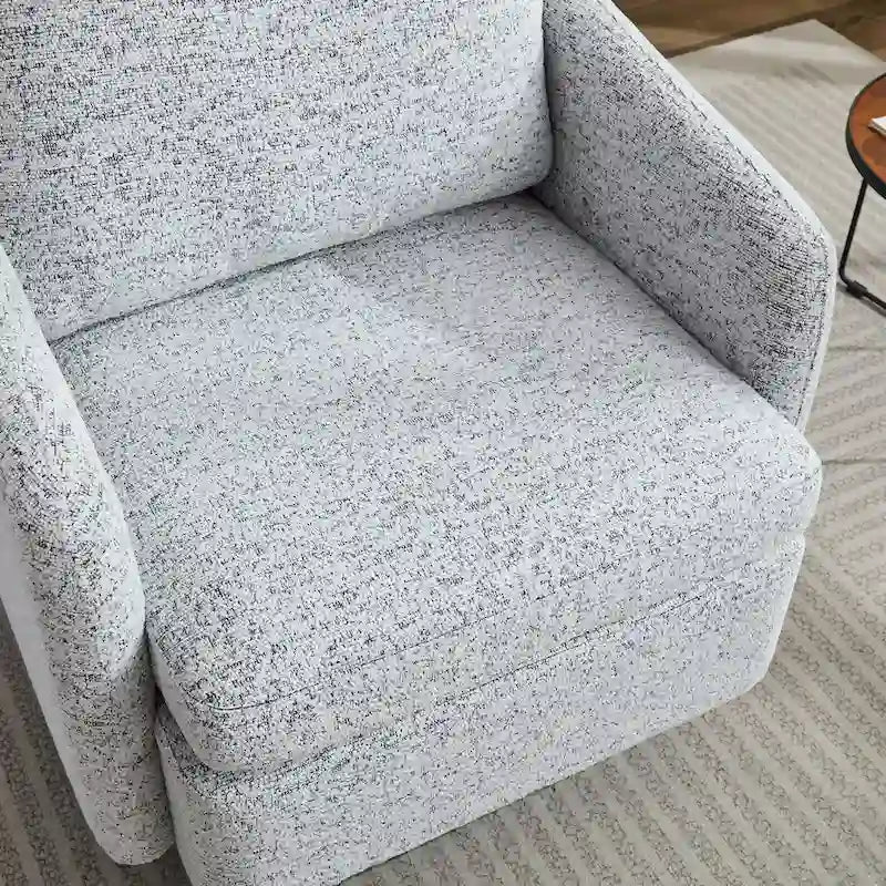 Fauteuil pivotant Chenille blanc et noir 31,5" avec cadre en bois massif