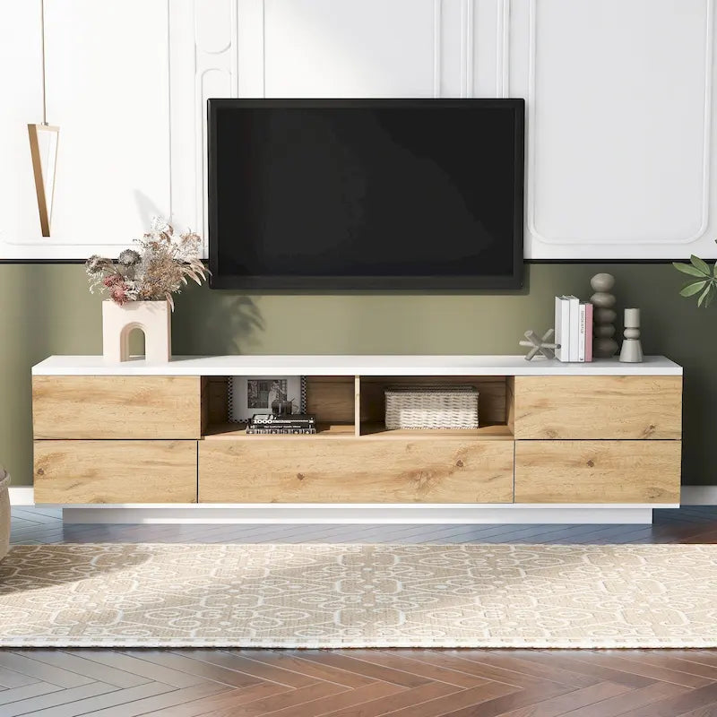 Meuble TV de style moderne de 80 pouces avec rangement dissimulé