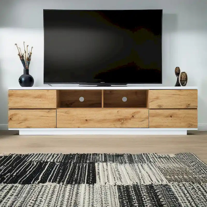 Meuble TV de style moderne de 80 pouces avec rangement dissimulé