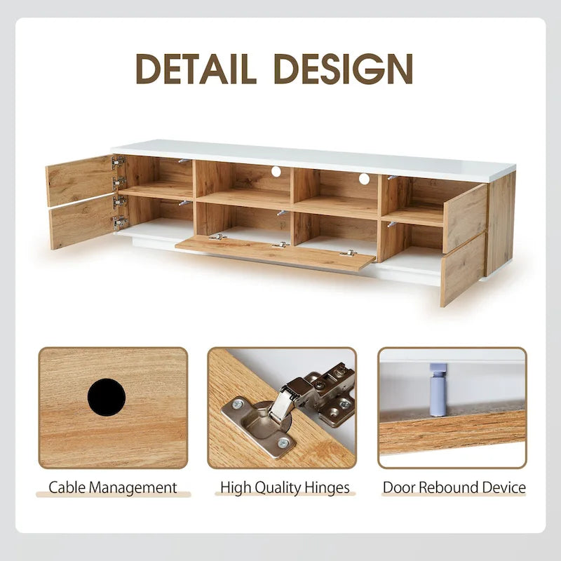 Meuble TV de style moderne de 80 pouces avec rangement dissimulé