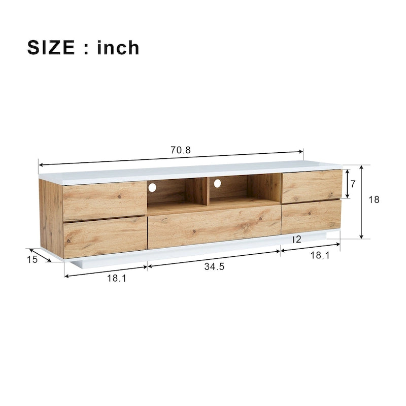 Meuble TV de style moderne de 80 pouces avec rangement dissimulé