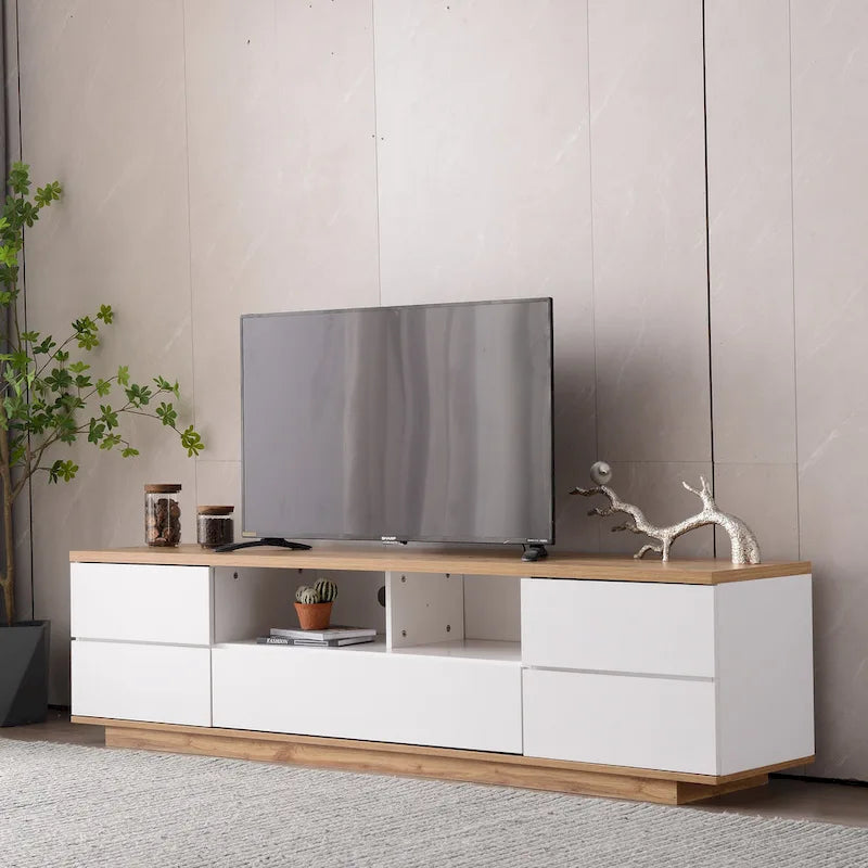 Meuble TV de style moderne de 80 pouces avec rangement dissimulé