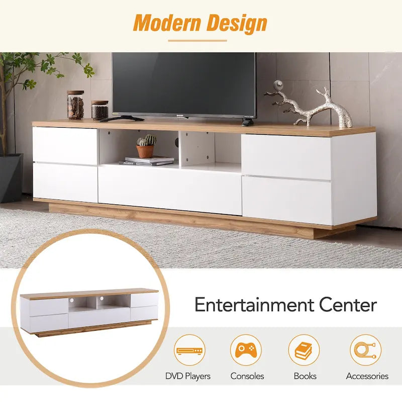 Meuble TV de style moderne de 80 pouces avec rangement dissimulé