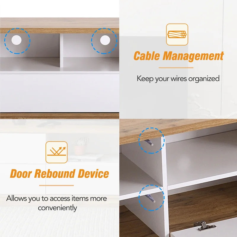 Meuble TV de style moderne de 80 pouces avec rangement dissimulé