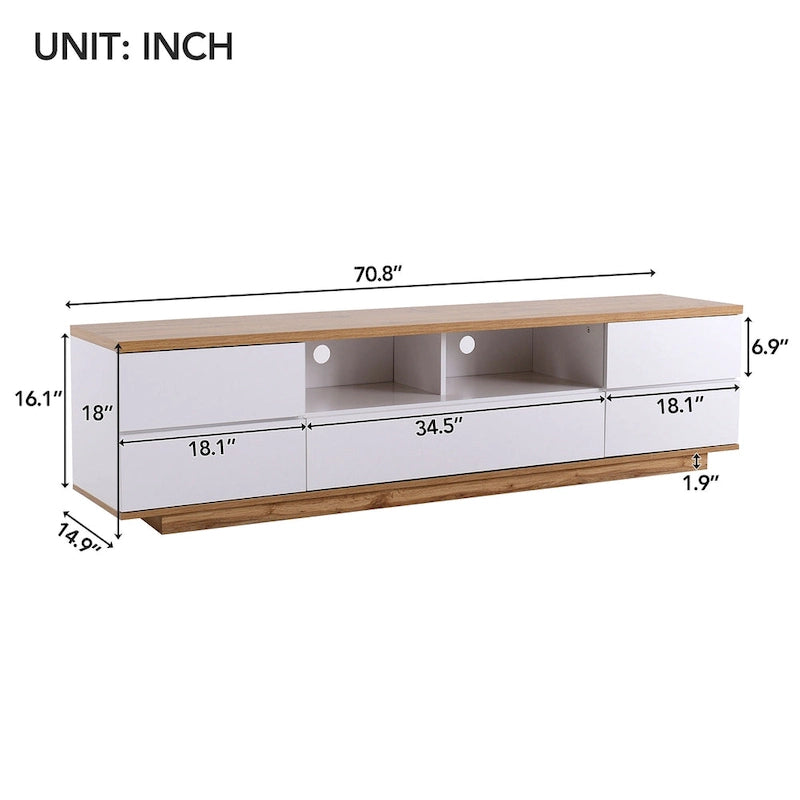 Meuble TV de style moderne de 80 pouces avec rangement dissimulé