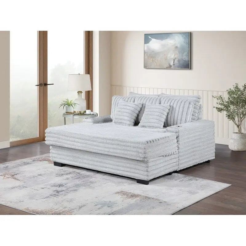 Symphony 67 W, canapé sectionnel surdimensionné en velours côtelé avec porte-gobelets et port de chargement USB