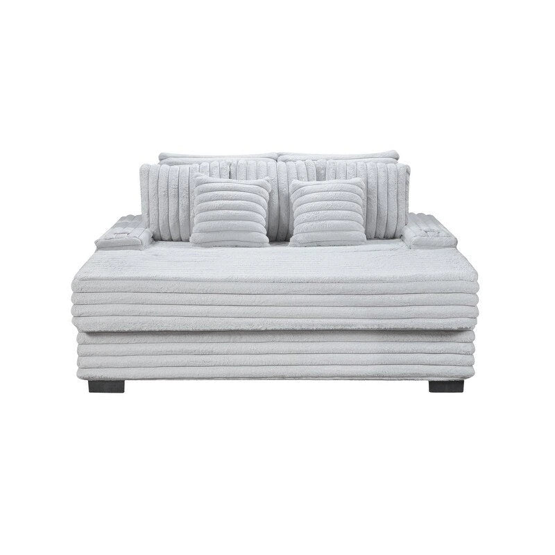 Symphony 67 W, canapé sectionnel surdimensionné en velours côtelé avec porte-gobelets et port de chargement USB