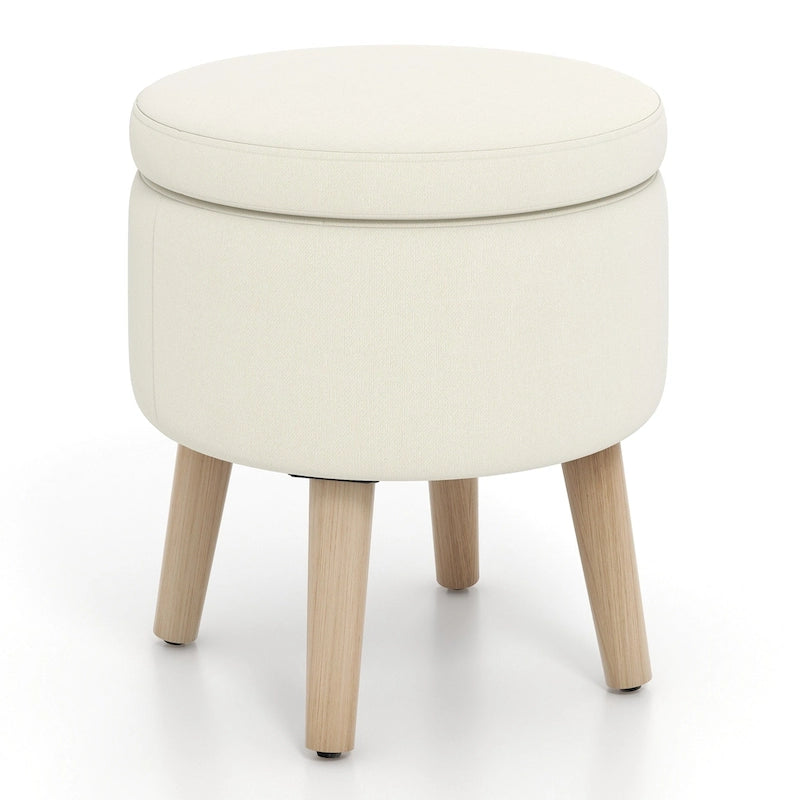 Pouf de rangement rond – Repose-pieds décoratif avec plateau