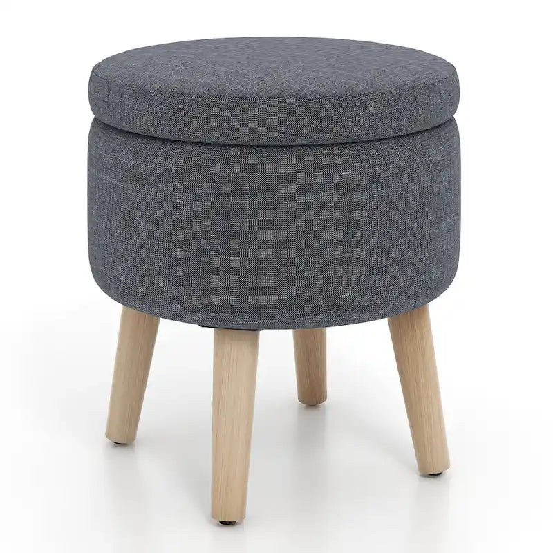 Pouf de rangement rond – Repose-pieds décoratif avec plateau