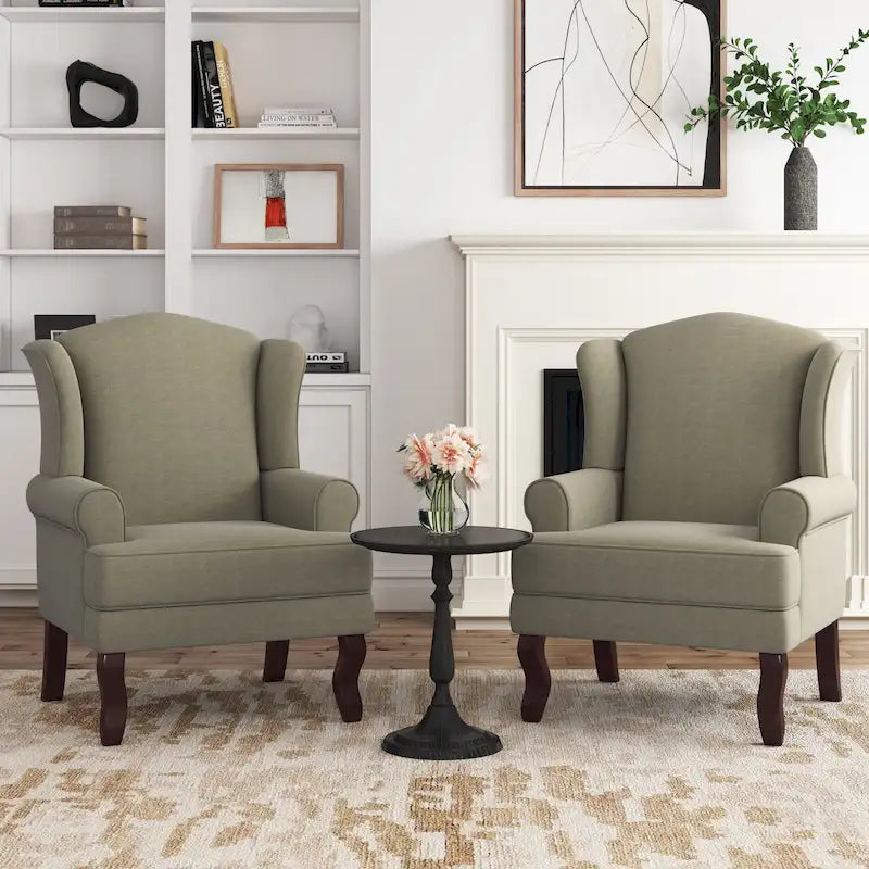 Lot de 2 fauteuils à oreilles élégants pour salon, fauteuils d'appoint rembourrés