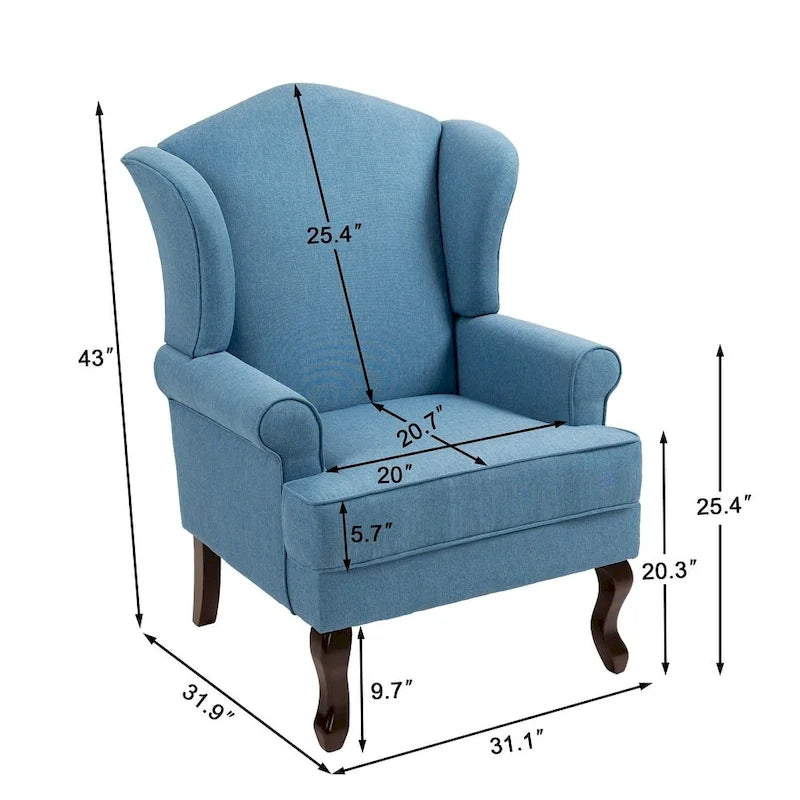 Lot de 2 fauteuils à oreilles élégants pour salon, fauteuils d'appoint rembourrés