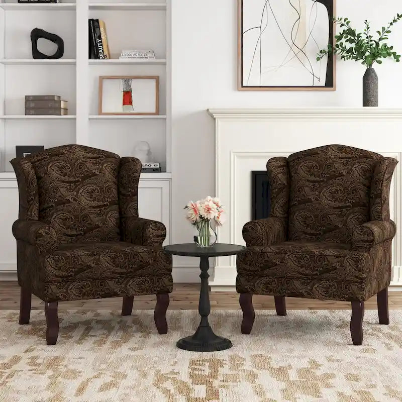 Lot de 2 fauteuils à oreilles élégants pour salon, fauteuils d'appoint rembourrés