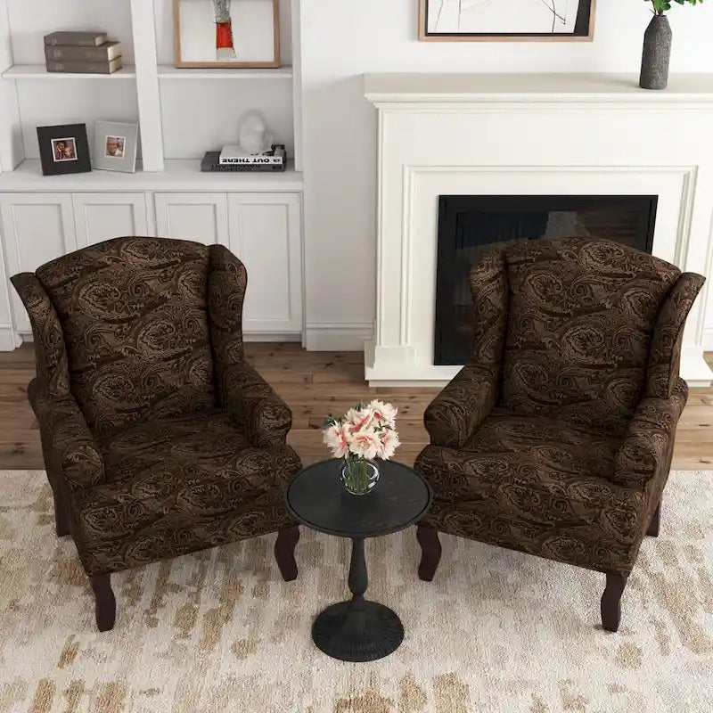 Lot de 2 fauteuils à oreilles élégants pour salon, fauteuils d'appoint rembourrés