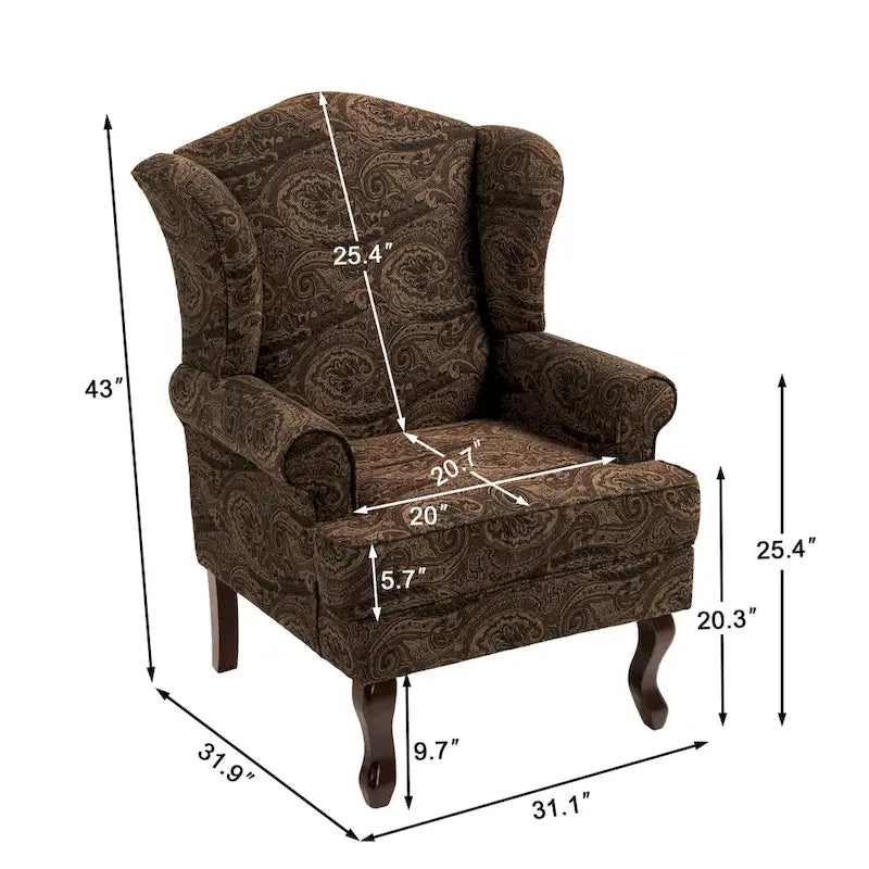Lot de 2 fauteuils à oreilles élégants pour salon, fauteuils d'appoint rembourrés
