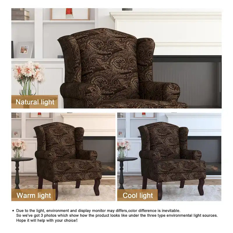 Lot de 2 fauteuils à oreilles élégants pour salon, fauteuils d'appoint rembourrés