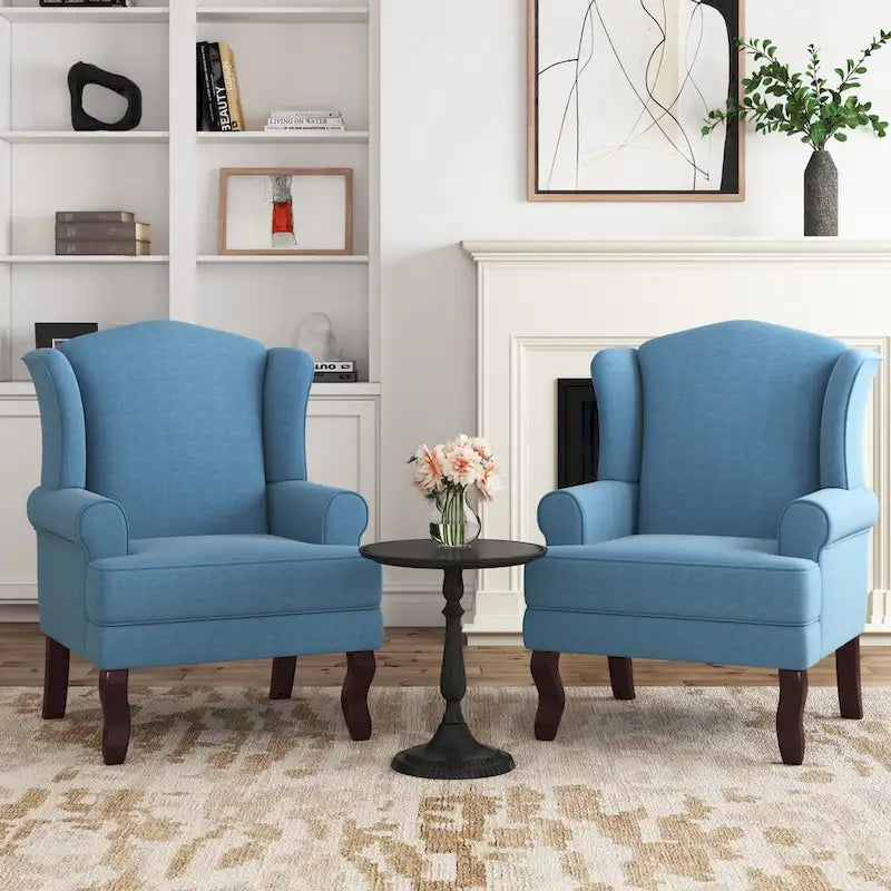 Lot de 2 fauteuils à oreilles élégants pour salon, fauteuils d'appoint rembourrés