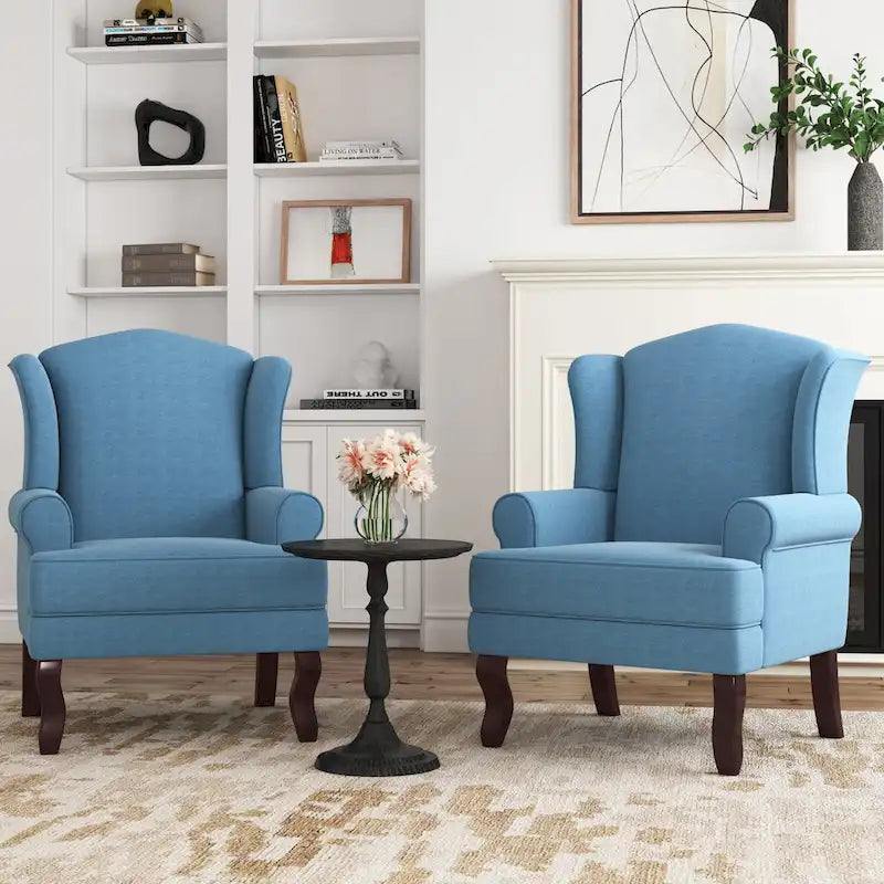Lot de 2 fauteuils à oreilles élégants pour salon, fauteuils d'appoint rembourrés