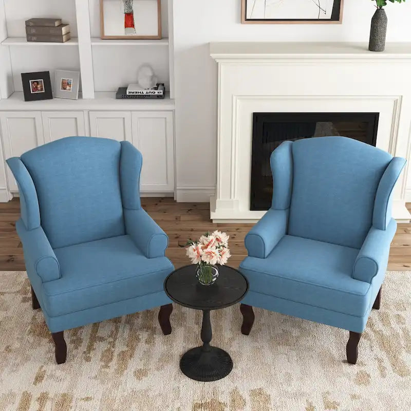 Lot de 2 fauteuils à oreilles élégants pour salon, fauteuils d'appoint rembourrés