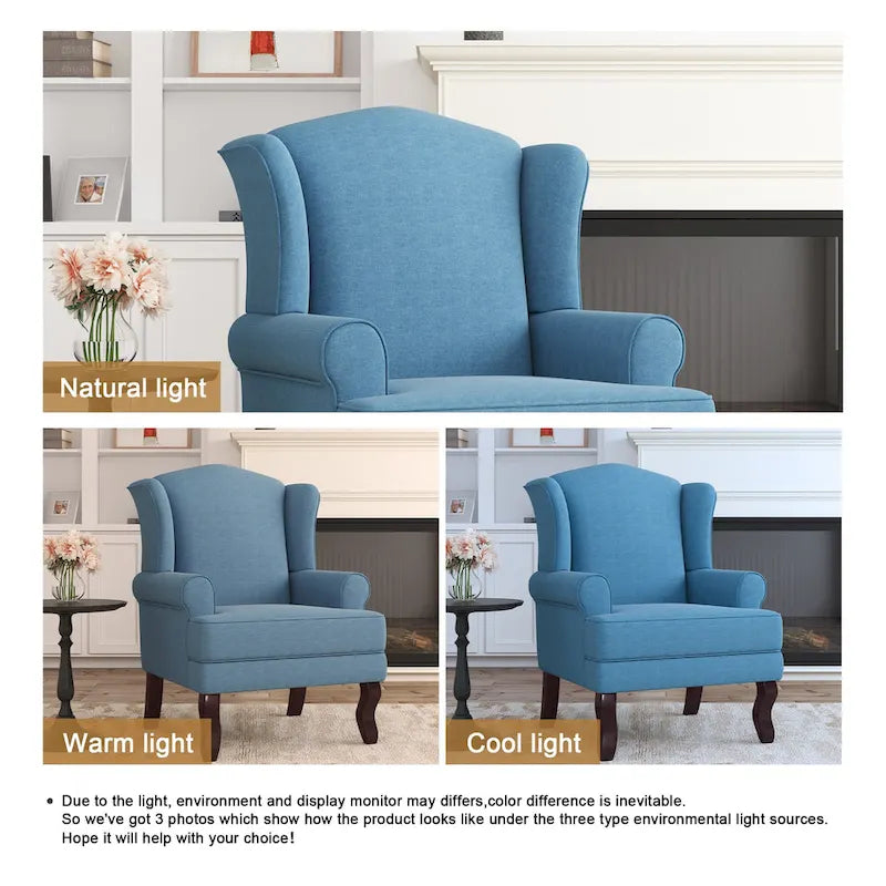 Lot de 2 fauteuils à oreilles élégants pour salon, fauteuils d'appoint rembourrés