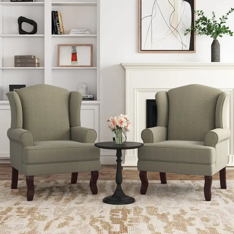 Lot de 2 fauteuils à oreilles élégants pour salon, fauteuils d'appoint rembourrés