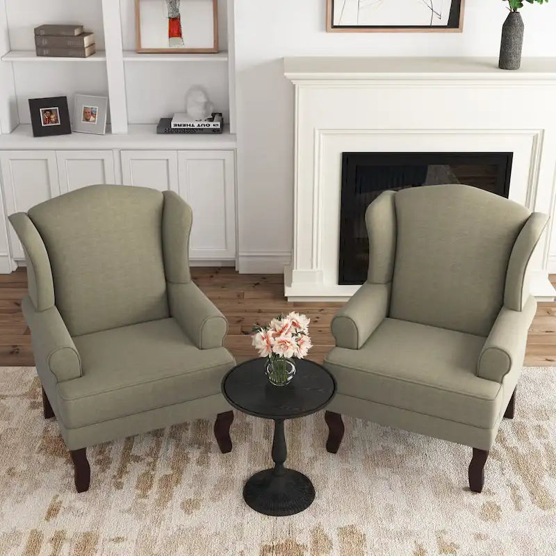 Lot de 2 fauteuils à oreilles élégants pour salon, fauteuils d'appoint rembourrés