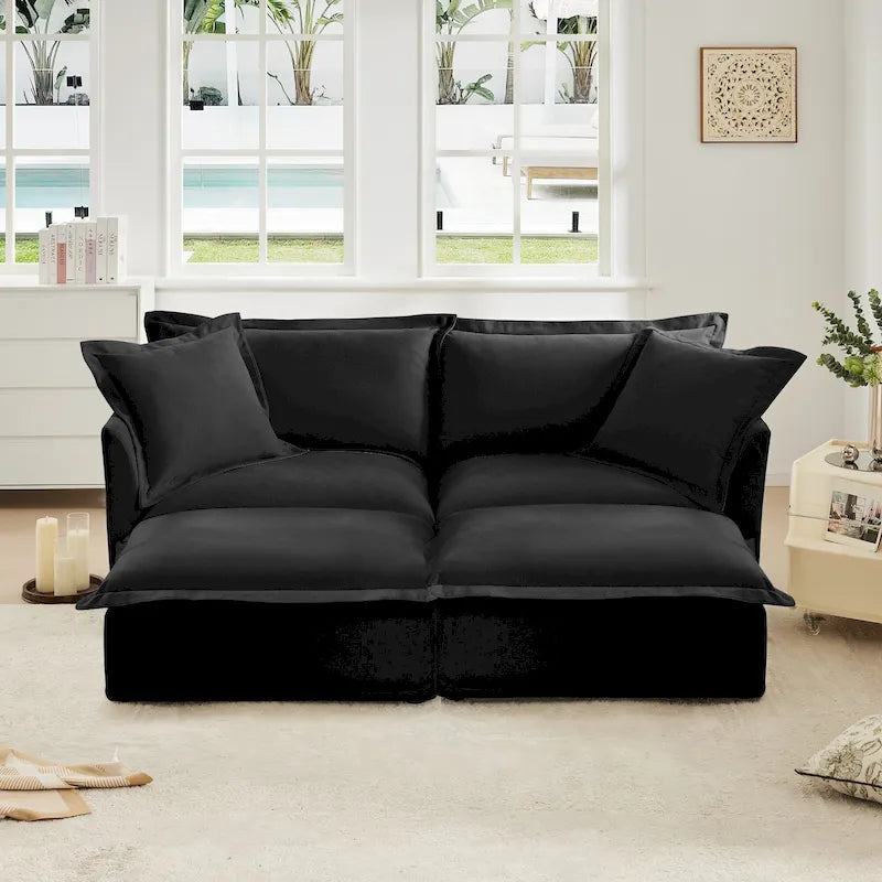 83.4 Canapé d'angle 2 places Chenille avec Ottomans