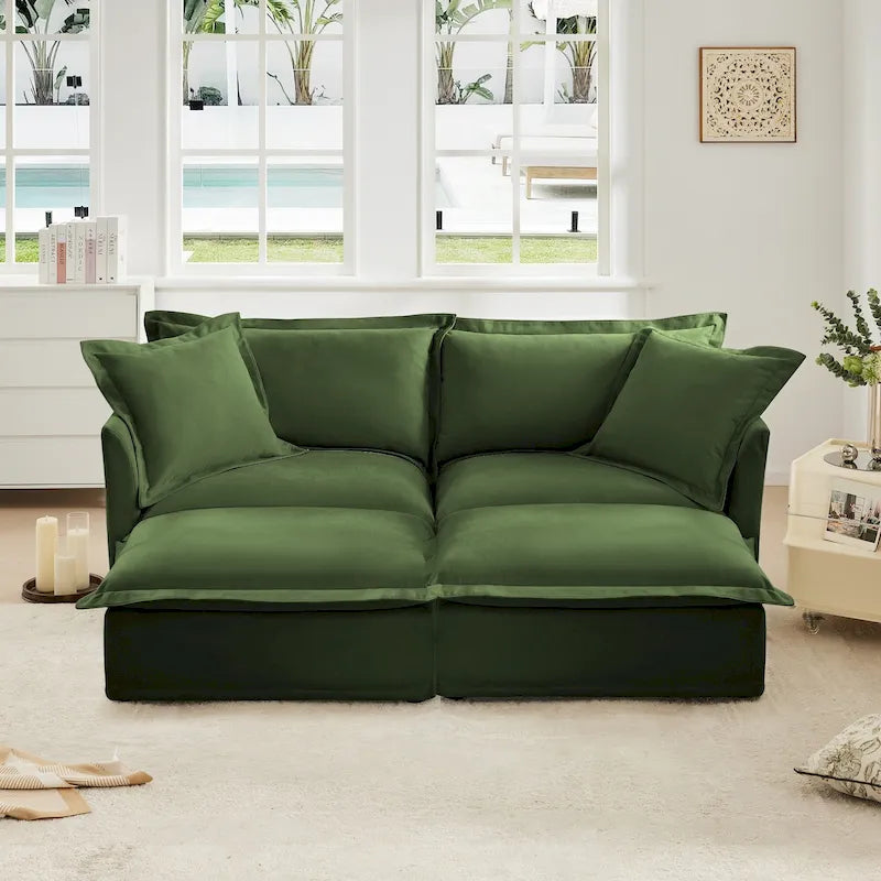 83.4 Canapé d'angle 2 places Chenille avec Ottomans