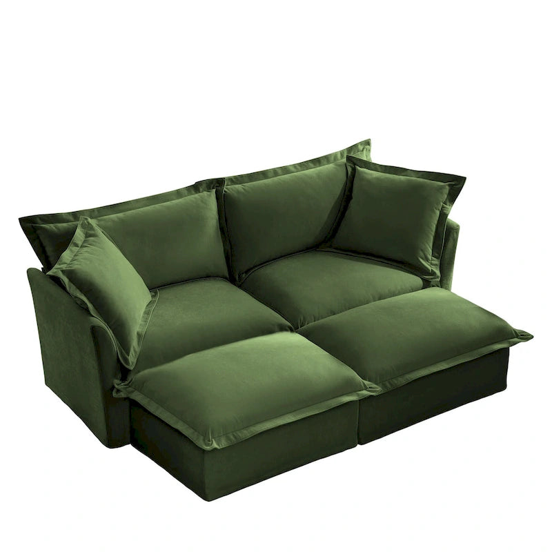 83.4 Canapé d'angle 2 places Chenille avec Ottomans