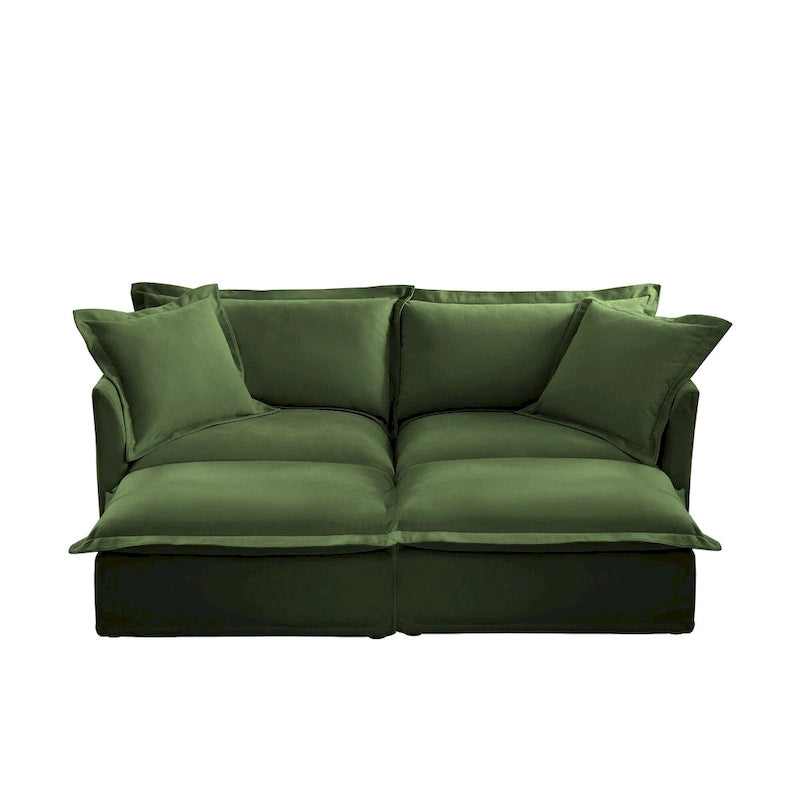 83.4 Canapé d'angle 2 places Chenille avec Ottomans