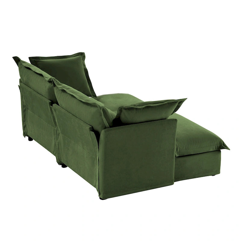 83.4 Canapé d'angle 2 places Chenille avec Ottomans