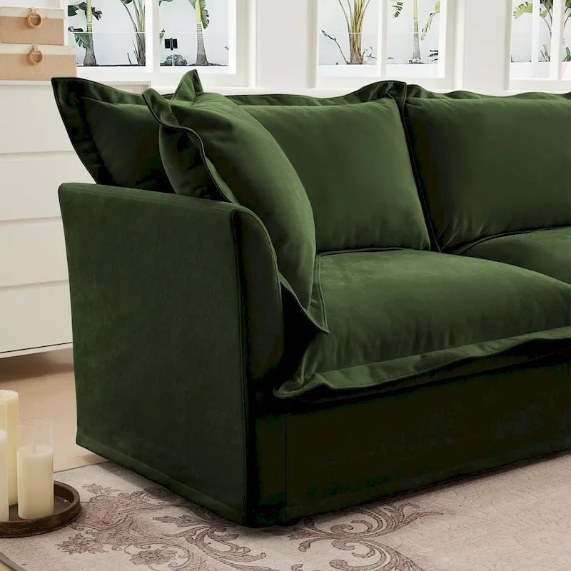 83.4 Canapé d'angle 2 places Chenille avec Ottomans
