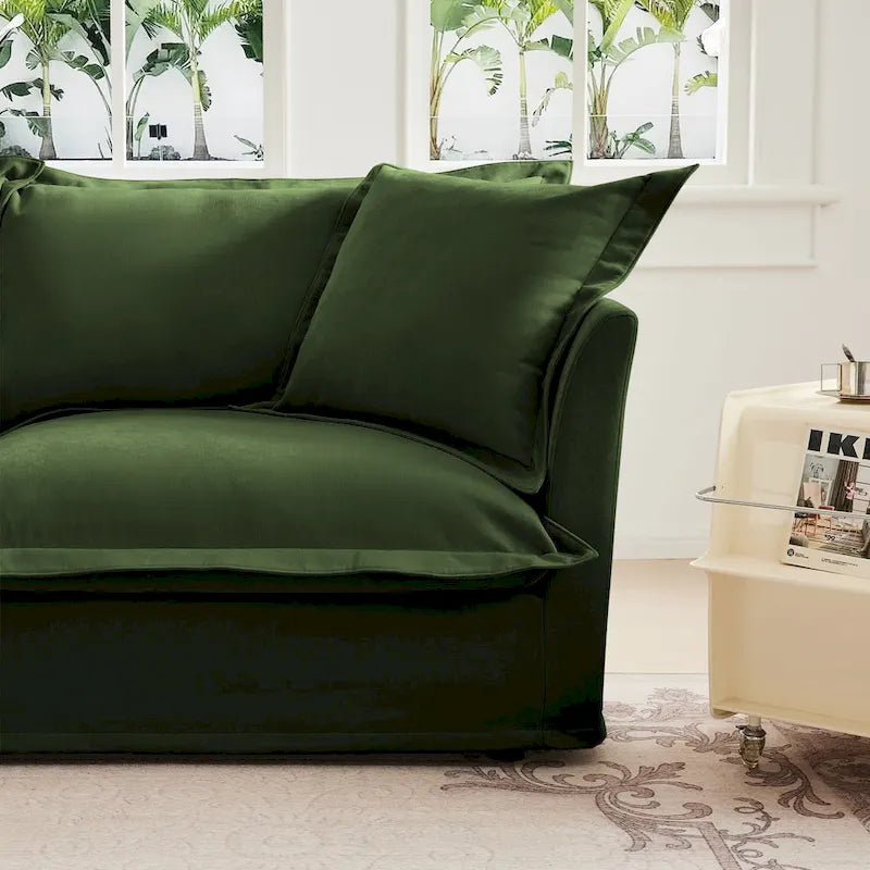 83.4 Canapé d'angle 2 places Chenille avec Ottomans