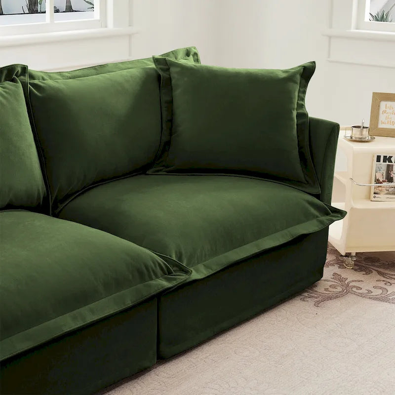 83.4 Canapé d'angle 2 places Chenille avec Ottomans