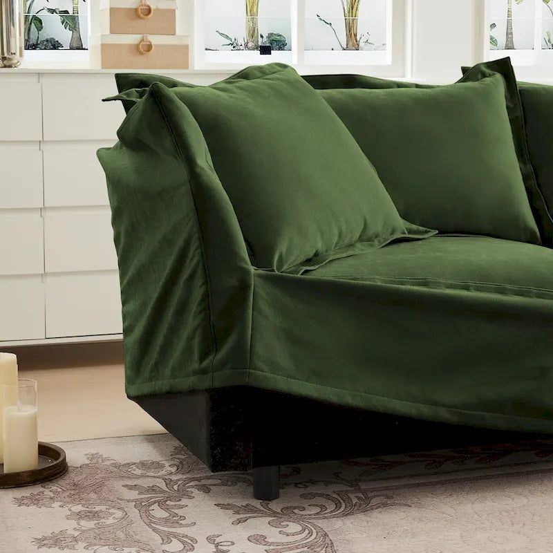 83.4 Canapé d'angle 2 places Chenille avec Ottomans