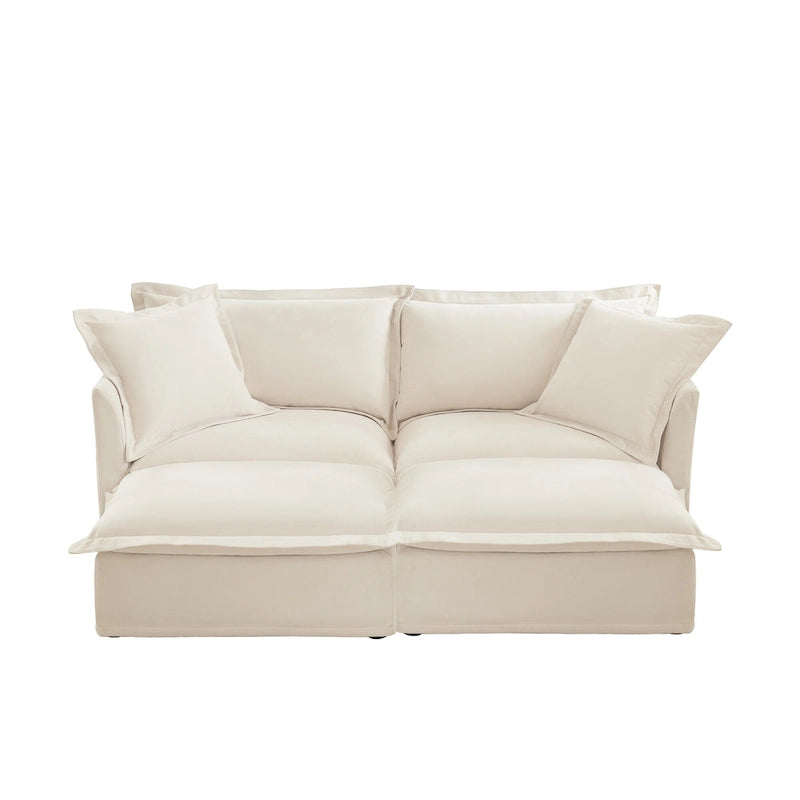 83.4 Canapé d'angle 2 places Chenille avec Ottomans