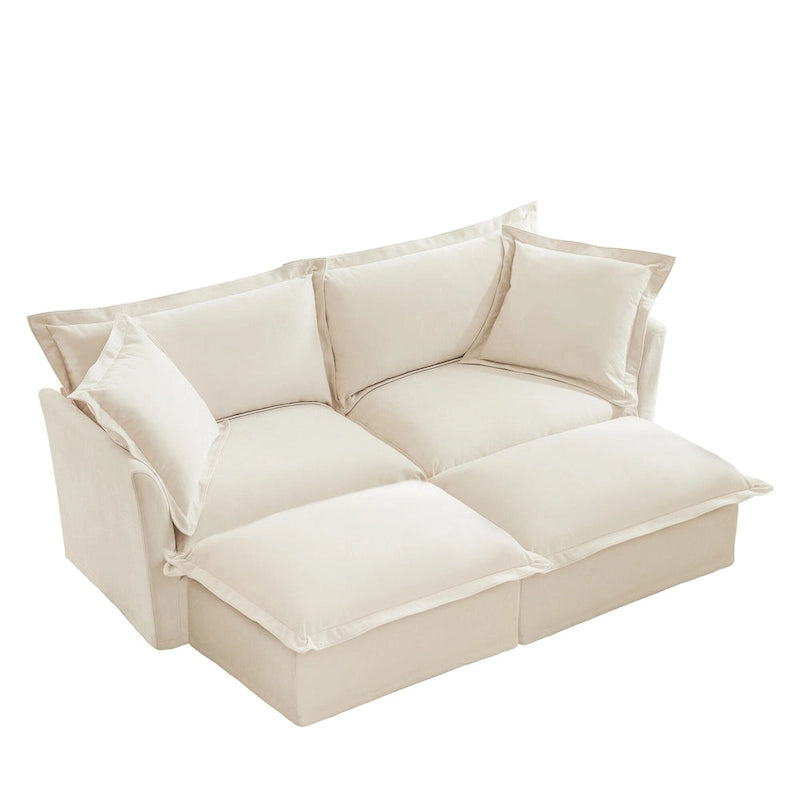 83.4 Canapé d'angle 2 places Chenille avec Ottomans