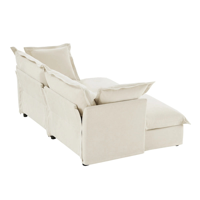 83.4 Canapé d'angle 2 places Chenille avec Ottomans