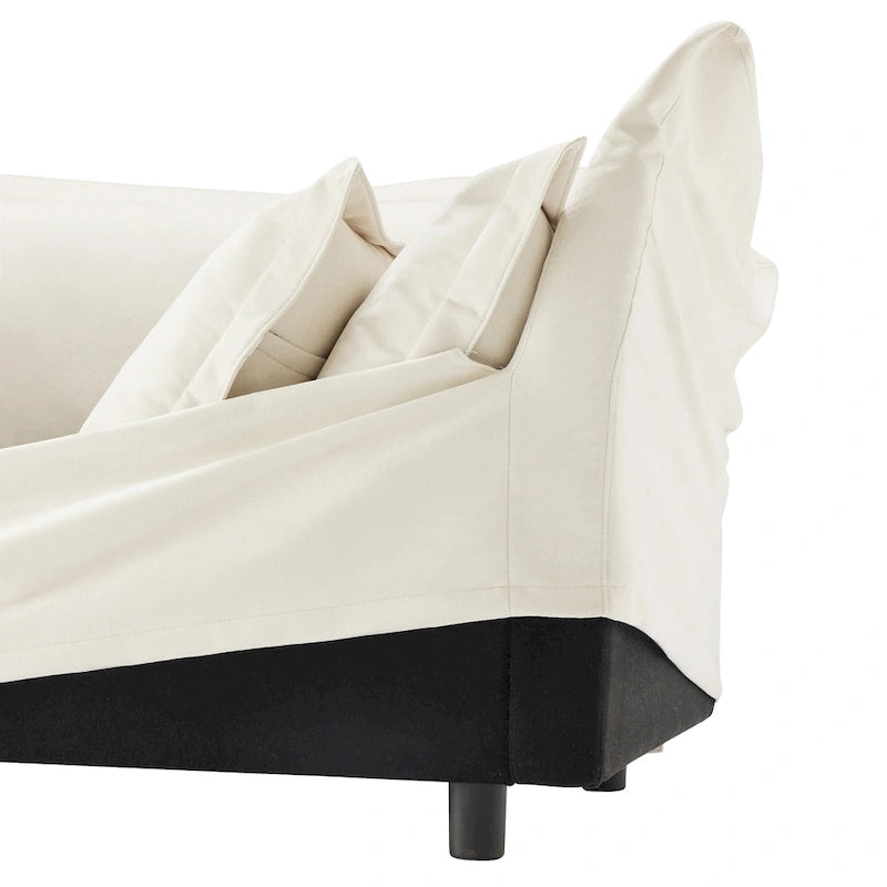 83.4 Canapé d'angle 2 places Chenille avec Ottomans