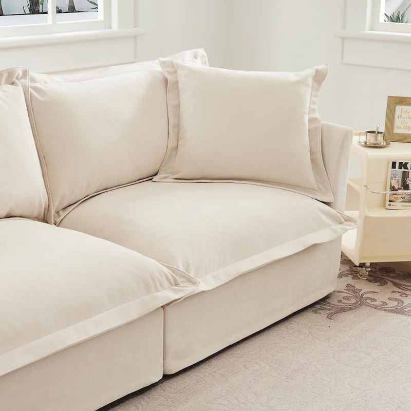 83.4 Canapé d'angle 2 places Chenille avec Ottomans